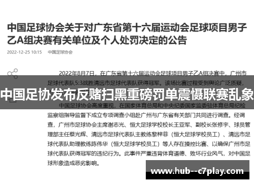 中国足协发布反赌扫黑重磅罚单震慑联赛乱象